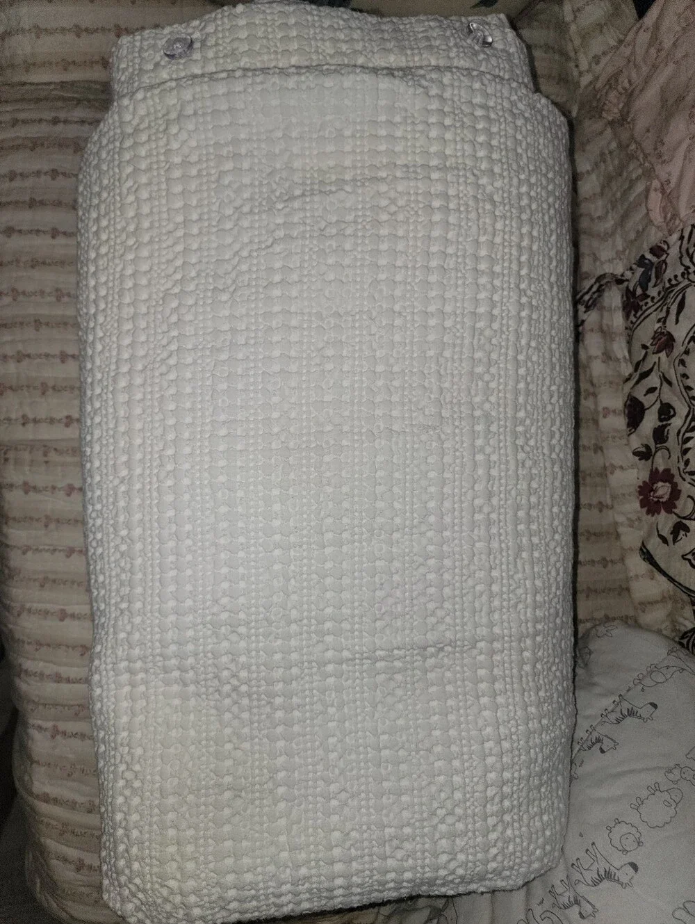 Pottery Barn King Sz White Textured Waffle Knit Duvet Cover